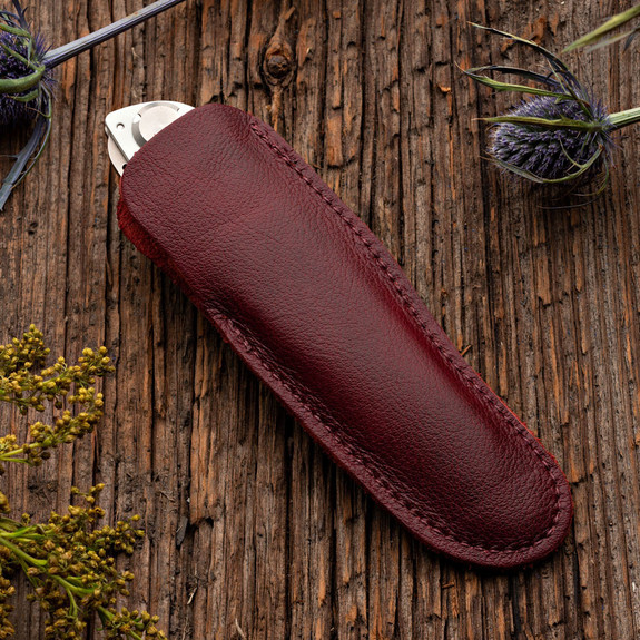 Mushroom Design Folding Knife and Leather Pouch