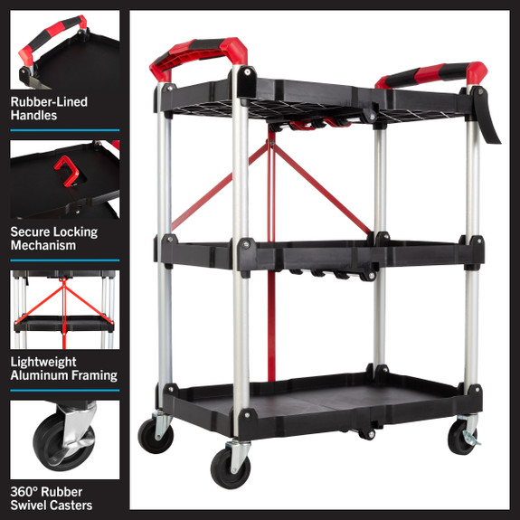 Folding Cart  (50lb Capacity Per Shelf)