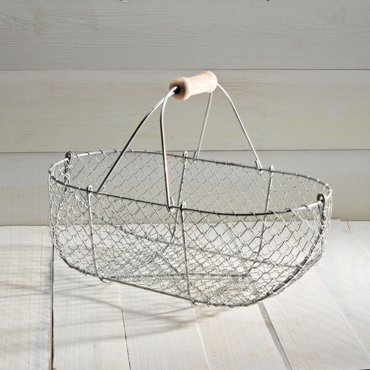 Vintage Wire Mesh Fish Trap Basket , 2 Tiered Wire Hanging Basket