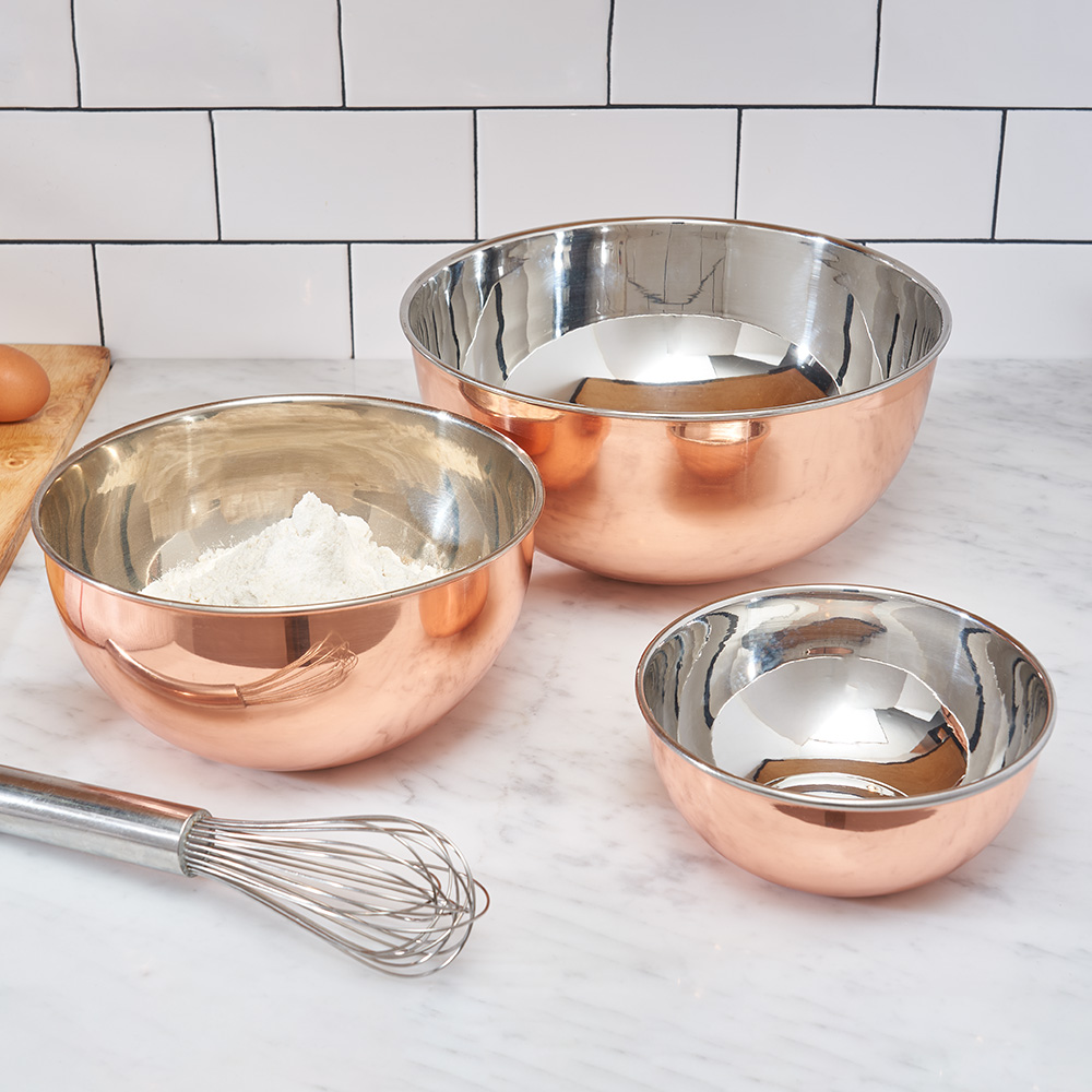 3 Beautiful Steel Lined Copper Bowls