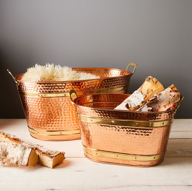赤銅打出し、カエル蓋物。 Oval Copper Sink | Rustic Sink - Rustic Log Originals