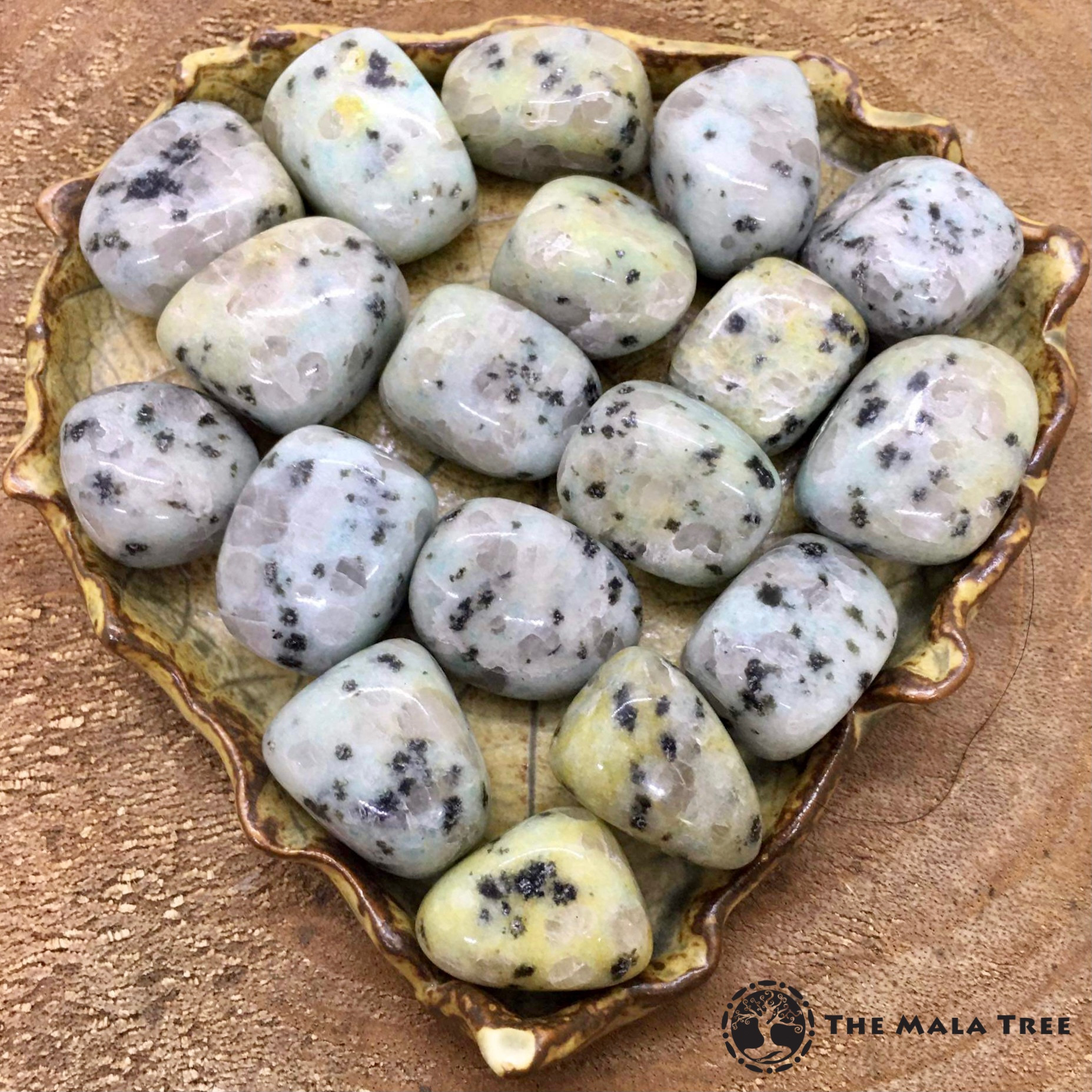 SESAME JASPER / KIWI JASPER Tumbled Stone The Mala Tree