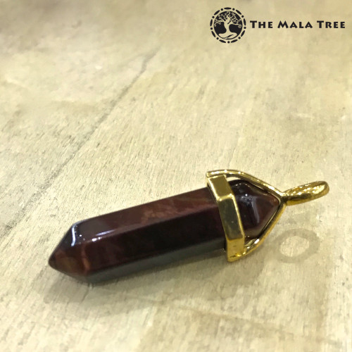 RED TIGER'S EYE Pinchbeck Double Terminated Pendant RED TIGER'S EYE Pinchbeck Double Terminated Pendant