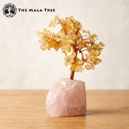 CITRINE Gem Tree on Rose Quartz (6 Inches)