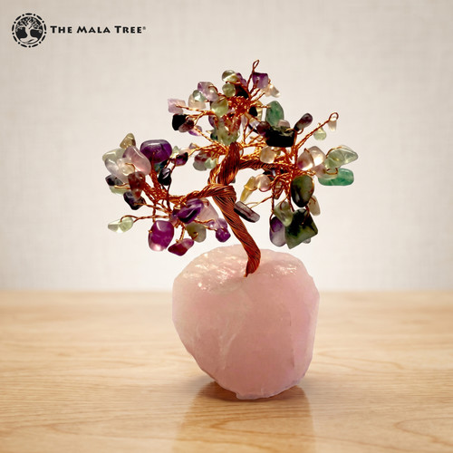 FLUORITE Gem Tree on Rose Quartz (4 Inches)