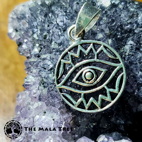 Protective Tribal Evil Eye Silver Pendant