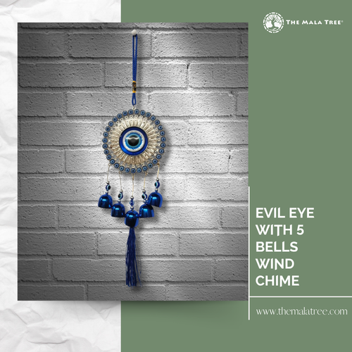 Evil Eye  with 5 Bells  Wind  Chime