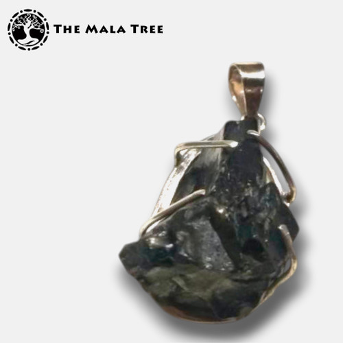 Silver-Clawed Raw Shungite Pendant #1 (Set in High-Quality Silver / Lone Piece)