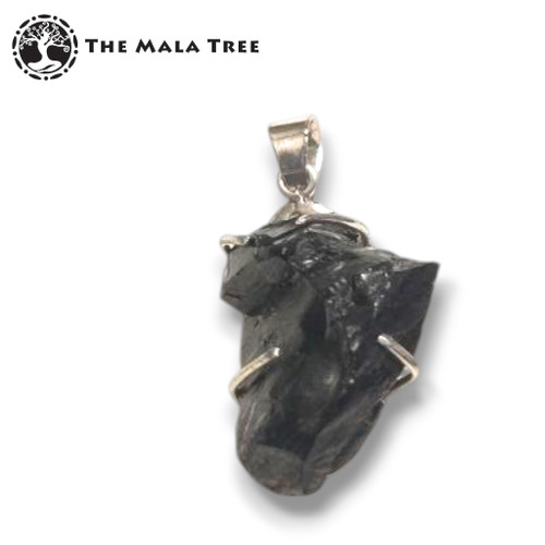 Silver-Clawed Raw Shungite Pendant #3 (Set in High-Quality Silver / Lone Piece)