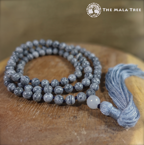 GRAY JASPER Classic 108 Japa Mala