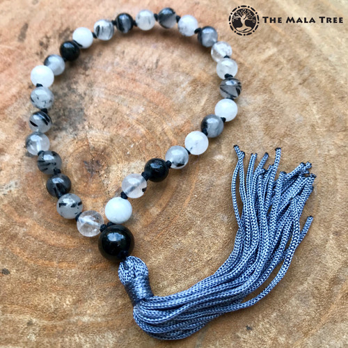 TOURMALINATED QUARTZ Wrist Mala TOURMALINATED QUARTZ Wrist Mala
