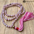 Tibetan-Style MADAGASCAR ROSE QUARTZ with Gold Mala