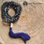 IOLITE / CORDIERITE Tibetan Style Mala with Silver Piyao Guru and Silver Marker Beads