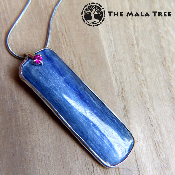 KYANITE WITH GEM-GRADE RUBY  Statement Pendant (Set in Silver)