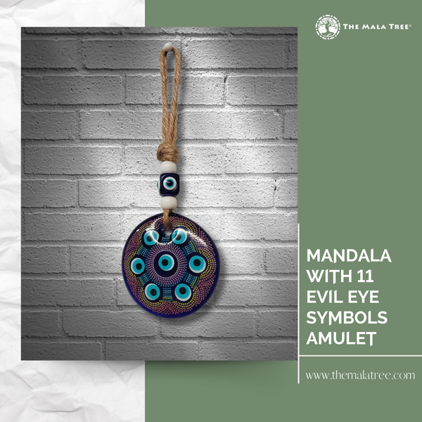 Mandala with 11 Evil Eye Symbols AMULET