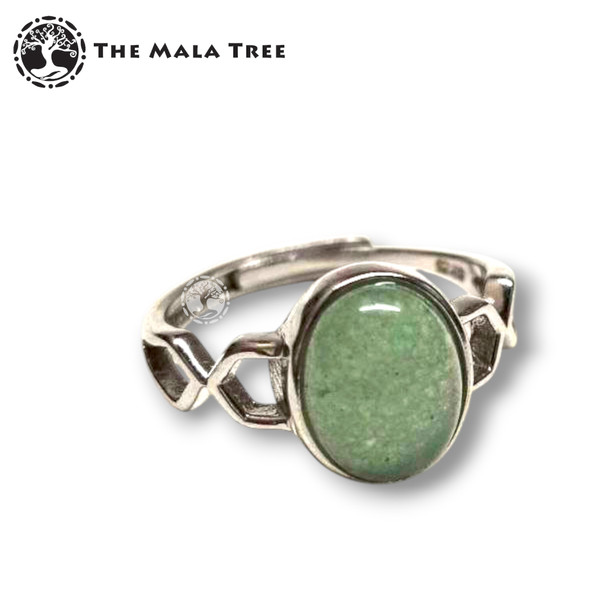 GREEN AVENTURINE Ring Set in SIlver (Adjustable)