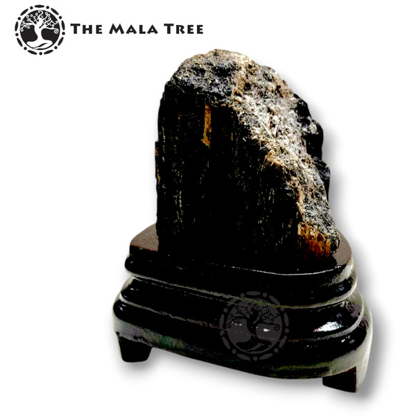 RAW BLACK TOURMALINE on Wooden Stand (Choose Below)