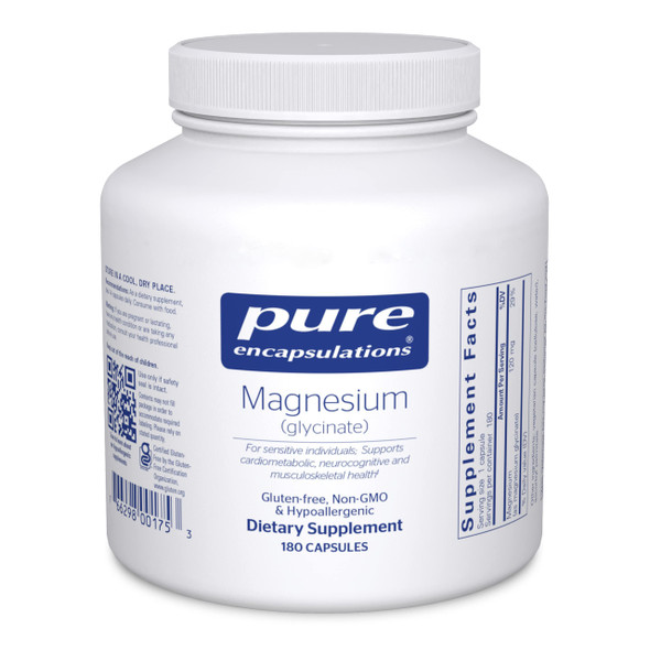 Pure Encapsulations Magnesium (Glycinate) - Supplement to Support Stress Relief, Sleep, Heart Health, Nerves, Muscles, and Metabolism* - with Magnesium Glycinate - 180 Capsules Moodporium