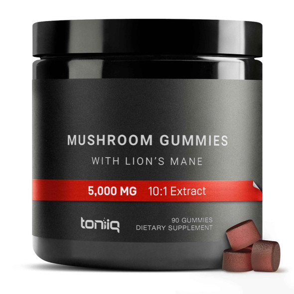 5,000mg Highly Potent Mushroom Gummies with Lion's Mane - 10:1 Ultra Concentrated Extract - Powerful 10 Mushroom Blend with Chaga, and Reishi - Mushroom Blend Lion's Mane Gummies for Adults and KidsTQ Moodporium