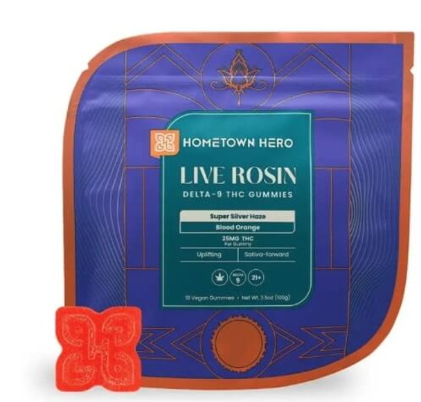 Hometown Hero Compliant Delta 9 Live Rosin Gummies - Super Silver Haze / Blood Orange