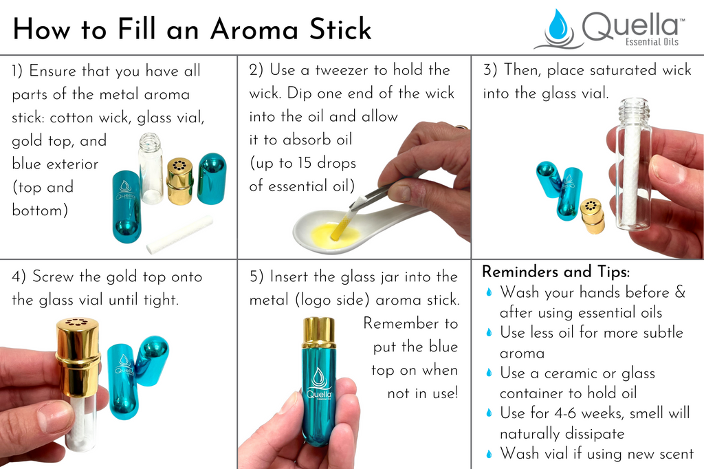 A helpful instruction guide on how to fill your metal aroma stick