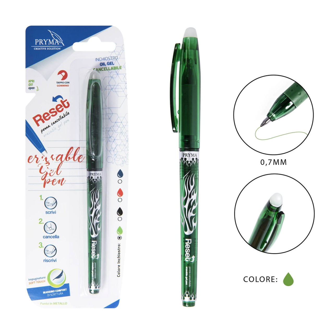Pryma - Penna Cancellabile Reset 0.7Mm Verde - CZ Store