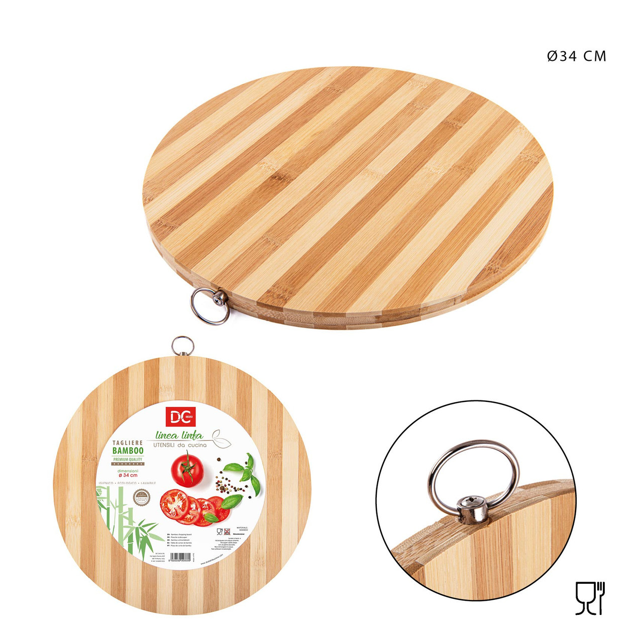 Dc - Tagliere Bamboo Tondo 34x15Cm - CZ Store