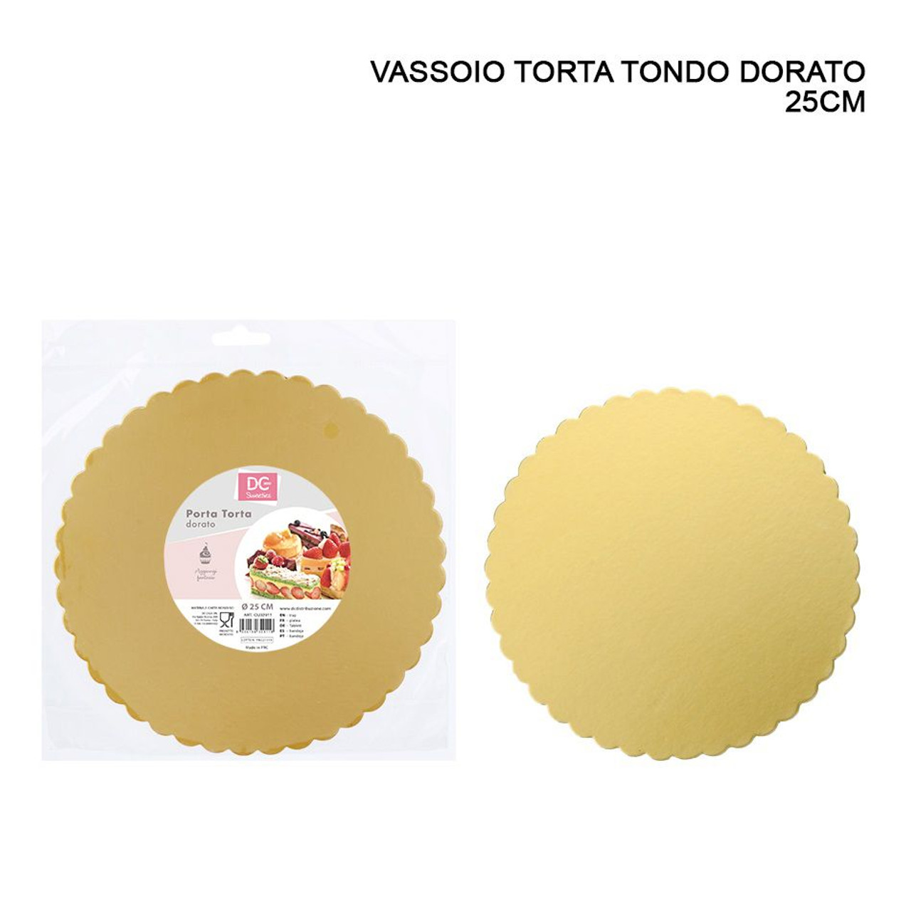 Dc - Vassoio Tondo Porta Torta Dorato 25Cm - CZ Store