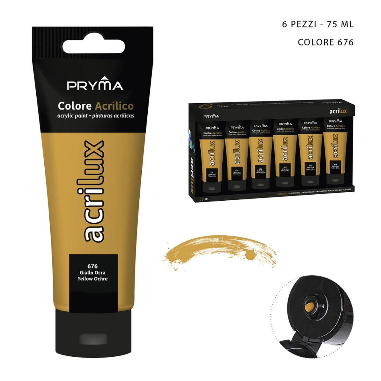 Pryma - Colore acrilico 75Ml n.676 giallo oro - CZ Store