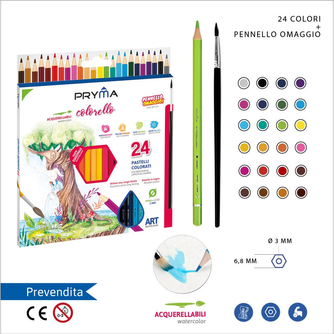 Pastelli Acquarellabili colorello 24pz - Pryma