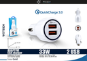 Wetech Adattatore Da Auto Usb 2 Usb Quick Charge 6A