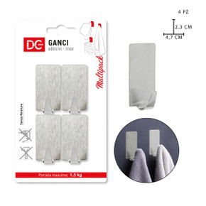 Dc Casa - Gancio Adesivo Plast. 3X4.5Cm 4Pz - CZ Store