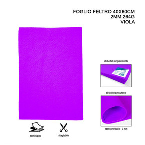 Foglio feltro 40x60 cm 2mm 264G marrone - Dc