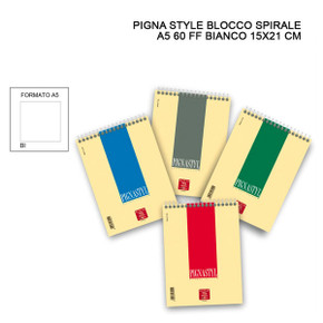 Pigna - Style Blocco Spir. A5 60FF 80g Bianco