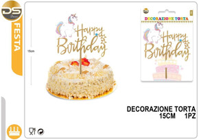 Dz - Party Decorazione Torta Unicorno Hb 15Cm - CZ Store