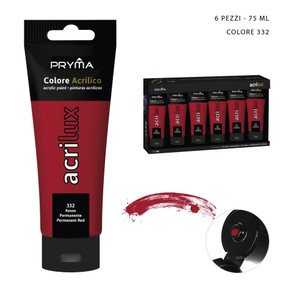 Pryma - Colore acrilico 75Ml N.332 rosso permanente