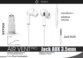 Wetech Auricolari Air Vent Pro Con Microfono