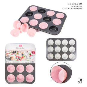 Dc - Stampo Muffin+Pirott.Silicone 12P. 35X26.5