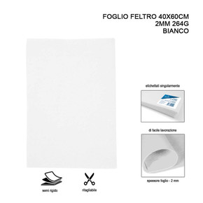 Pryma - Foglio Feltro 40X60Cm 2Mm 264G Bianco