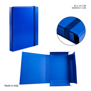 Pryma - Cartella 3/l  con elastico piatto blu d5