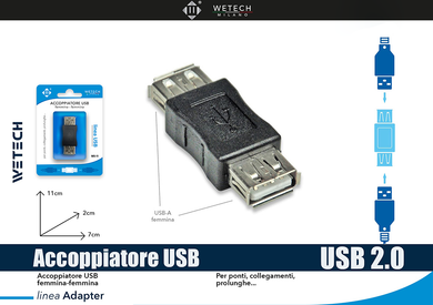 Wetech Adattatore Usb Femmina-Femmina