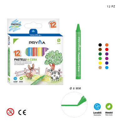 Pryma - Pastelli A Cera 9X0.8Cm 12Pz Bl.