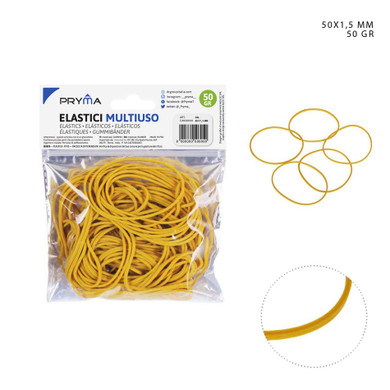 Pryma - Elastico gomma m/uso giallo 50x1.5Mm 50G