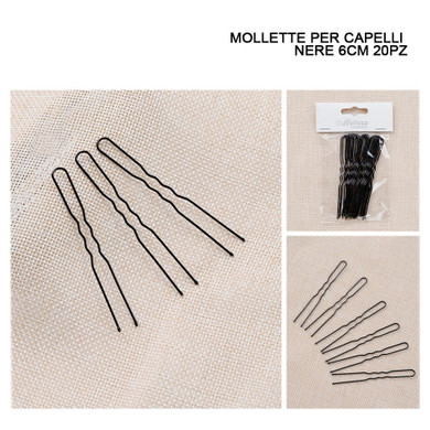 Melissa - Mollette Per Capelli Nere 6Cm 20Pz