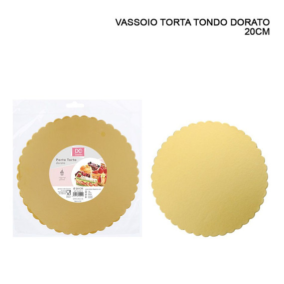 Dc - Vassoio Tondo Porta Torta Dorato 20Cm