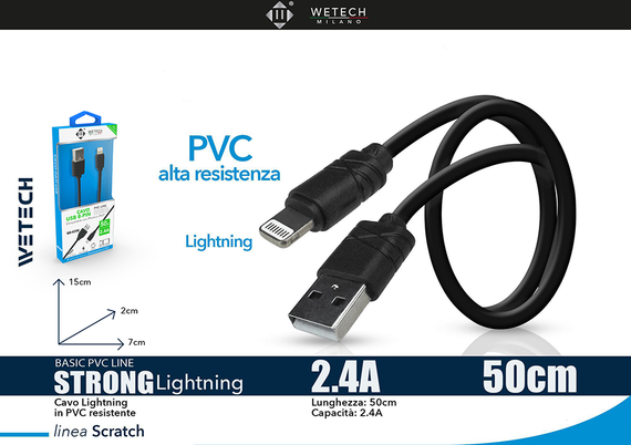 Wetech Cavo Lightning Basic 2A 50Cm Wa620B