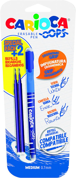 Carioca Erasable Pen Oops 1 Penna + 2 Ricariche