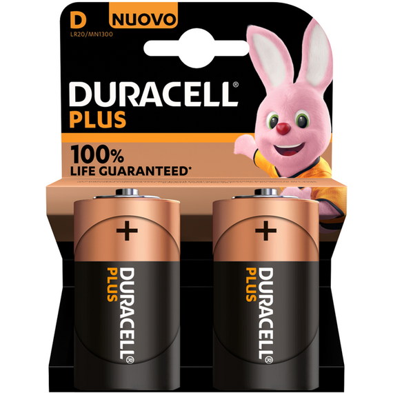 Duracell Batteria Plus 100 D Bl 2