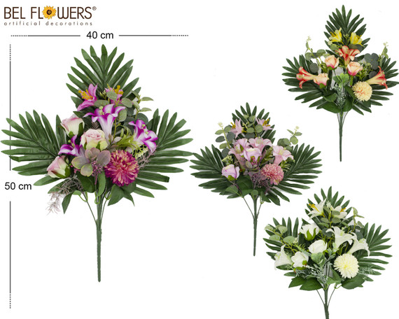 Bel Flowers® Frontale Grande  Rose/Lily/Pom H50/D40Cm