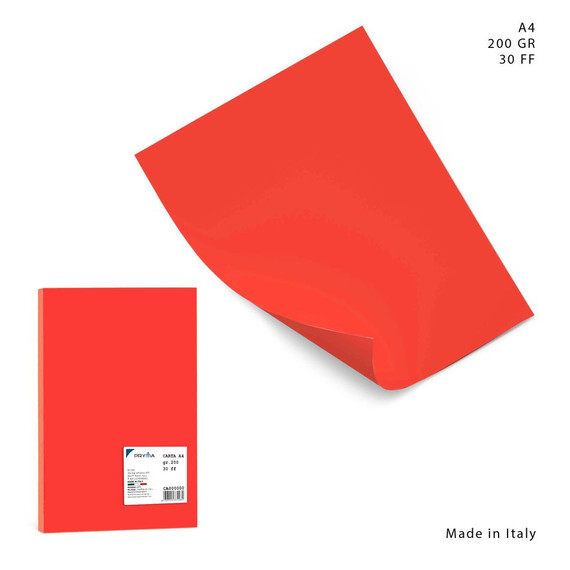 Pryma - Carta colorata  A4 200G 30FF rosso